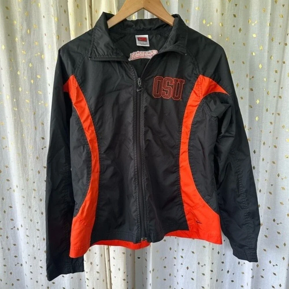NIKE Oregon State University OSU Windbreaker Lightweight Runner's Zip Jacket L